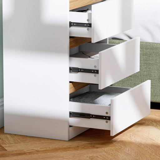 de 2 Mesitas de Noche Estrechas de 3 Cajones Cajoneras para Salón Pasillo 40x30x59,5 cm Blanco [4]