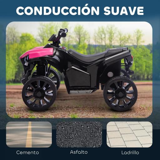 Quad Eléctrico para Niños 6 V Quad para Niños de 37 a 72 Meses Velocidad hasta 3 km/h Faros y Música 70x42x45 cm Rosa [3]