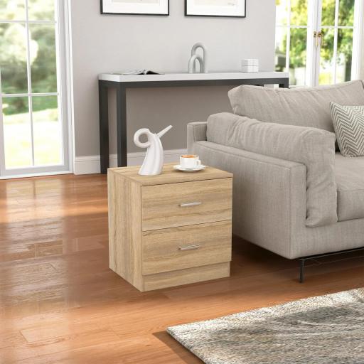 Mesilla de Noche con 2 Cajones Mesita Auxiliar para Salón Dormitorio Carga 30 kg 45x39,5x49 cm Natural [4]