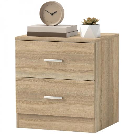 Mesilla de Noche con 2 Cajones Mesita Auxiliar para Salón Dormitorio Carga 30 kg 45x39,5x49 cm Natural [8]