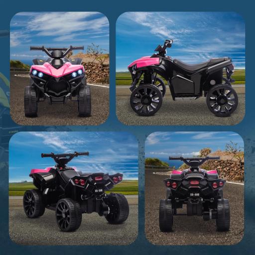Quad Eléctrico para Niños 6 V Quad para Niños de 37 a 72 Meses Velocidad hasta 3 km/h Faros y Música 70x42x45 cm Rosa [5]