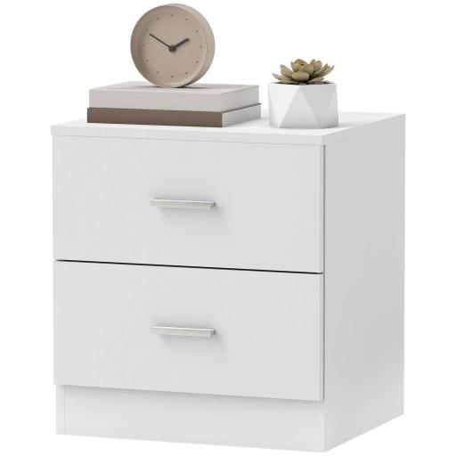 Mesilla de Noche con 2 Cajones Mesita Auxiliar para Salón Dormitorio Carga 30 kg 45x39,5x49 cm Blanco [9]