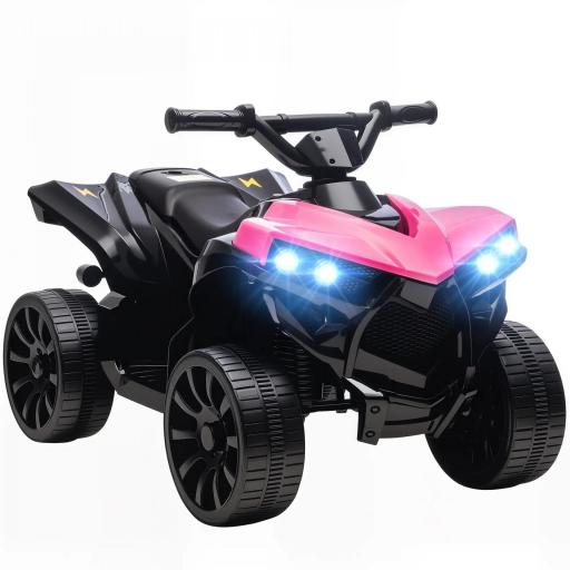 Quad Eléctrico para Niños 6 V Quad para Niños de 37 a 72 Meses Velocidad hasta 3 km/h Faros y Música 70x42x45 cm Rosa [6]