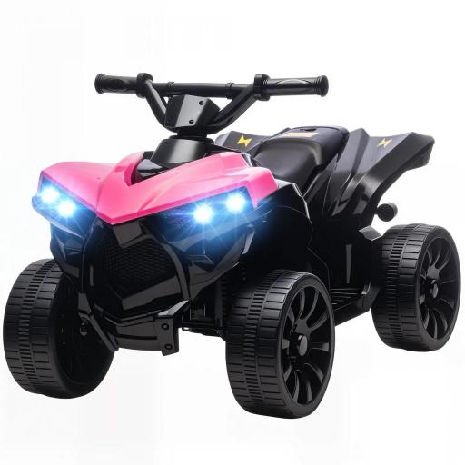 Quad Eléctrico para Niños 6 V Quad para Niños de 37 a 72 Meses Velocidad hasta 3 km/h Faros y Música 70x42x45 cm Rosa [9]