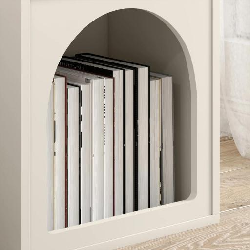 Mesilla de Noche Estrecha con 2 Compartimentos Abiertos Diseño en Forma de Arco 40x30x60 cm Crema [7]