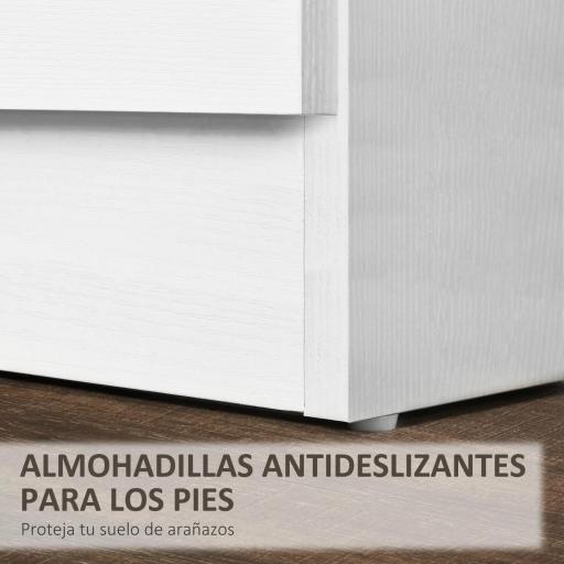 Mesilla de Noche con 3 Cajones y Asas de Aluminio Mesa de Noche para Dormitorio Salón 40x35x58 cm Blanco [4]