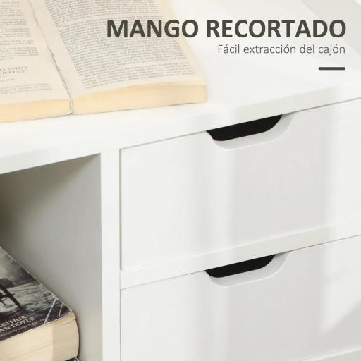 Mesilla de Noche con 2 Cajones y 3 Compartimientos de Almacenajes para Salón Dormitorio Carga 30 kg 40x30x60 cm Blanco [3]