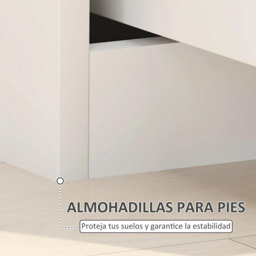 Mesita de Noche Moderna Mesilla de Noche con Cajones con Frontal Blanco Brillante y Almohadilla 40x40x48 cm Blanco [4]