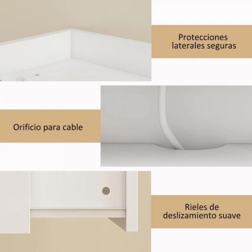 Juego de 2 Mesitas de Noche Flotantes con Estación de Carga Cajón Estante Abierto 40x29x29 cm Blanco [7]