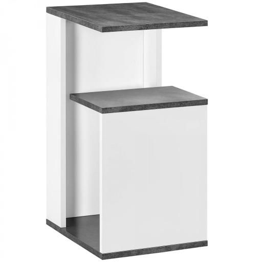 Mesita de Noche Mesa Auxiliar con 2 Estantes para Dormitorio Salón Estilo Moderno 35x29,5x60 cm Gris y Blanco [10]