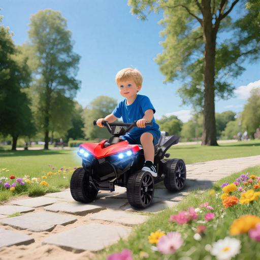 Quad Eléctrico para Niños 6 V Quad para Niños de 37 a 72 Meses Velocidad hasta 3 km/h Faros y Música 70x42x45 cm Rojo