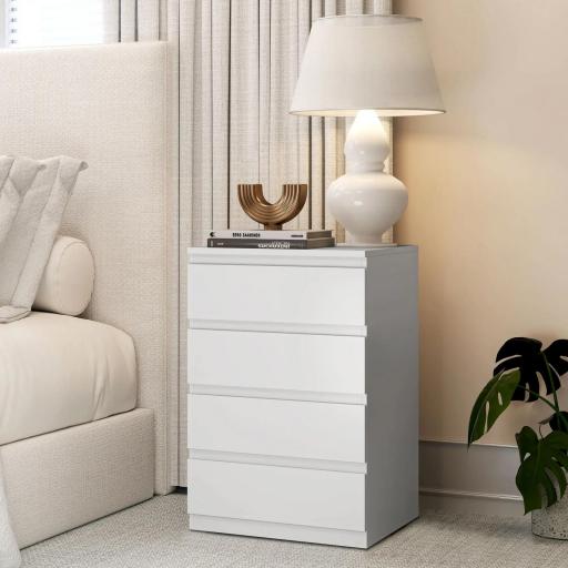 Cómoda 4 Cajones con Cierre Suave Cajonera para Salón Oficina Estilo Moderno 45x40x68 cm Blanco