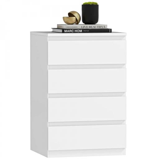 Cómoda 4 Cajones con Cierre Suave Cajonera para Salón Oficina Estilo Moderno 45x40x68 cm Blanco [10]