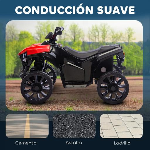 Quad Eléctrico para Niños 6 V Quad para Niños de 37 a 72 Meses Velocidad hasta 3 km/h Faros y Música 70x42x45 cm Rojo [2]