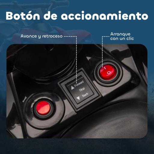 Quad Eléctrico para Niños 6 V Quad para Niños de 37 a 72 Meses Velocidad hasta 3 km/h Faros y Música 70x42x45 cm Rojo [3]