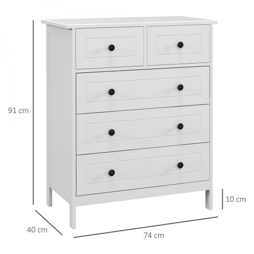 Cómoda con 5 Cajones Sifonier de Dormitorio para Salón Oficina Estudio Estilo Moderno 74x40x91 cm [1]