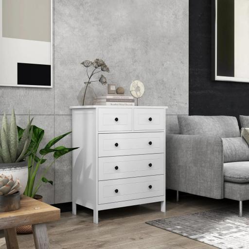 Cómoda con 5 Cajones Sifonier de Dormitorio para Salón Oficina Estudio Estilo Moderno 74x40x91 cm [9]
