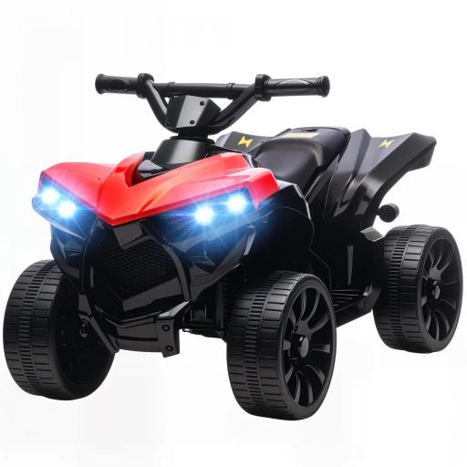 Quad Eléctrico para Niños 6 V Quad para Niños de 37 a 72 Meses Velocidad hasta 3 km/h Faros y Música 70x42x45 cm Rojo [1]