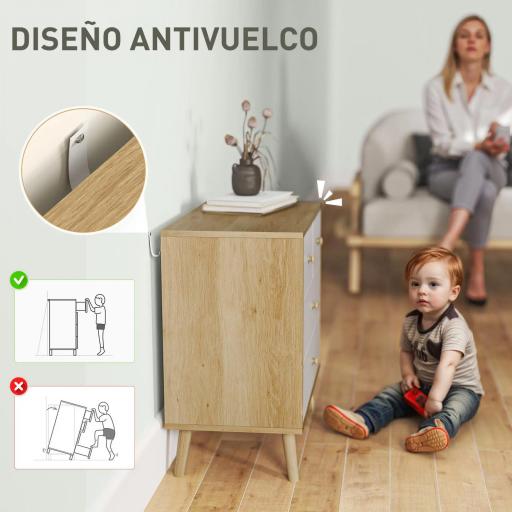 Cómoda de 4 Cajones con Acabado Elegante y Gran Capacidad de Almacenaje 60x35x65 cm Roble y Blanco [1]