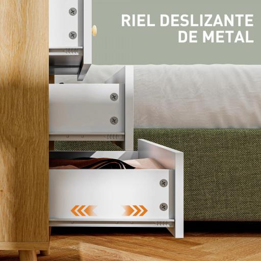 Cómoda de 4 Cajones con Acabado Elegante y Gran Capacidad de Almacenaje 60x35x65 cm Roble y Blanco [7]