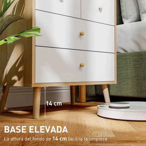 Cómoda de 4 Cajones con Acabado Elegante y Gran Capacidad de Almacenaje 60x35x65 cm Roble y Blanco [4]