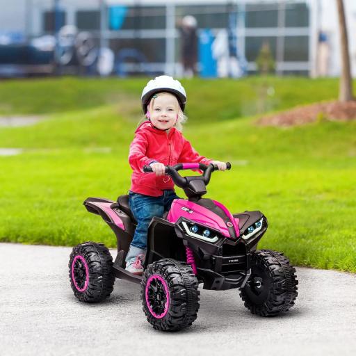 Quad Eléctrico para Niños de 3-5 Años Vehículo Eléctrico a Batería 12V con 2 Motores 83x53x55,5 cm Rosa