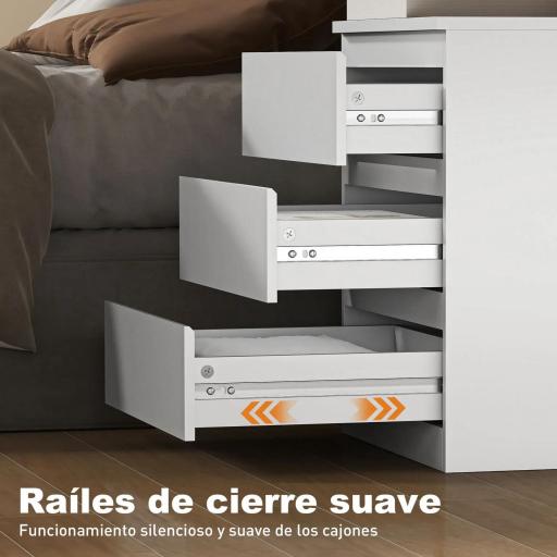 Cómoda 3 Cajones con Cierre Suave Cajonera para Salón Oficina Estilo Moderno 45x40x52,8 cm Blanco [2]