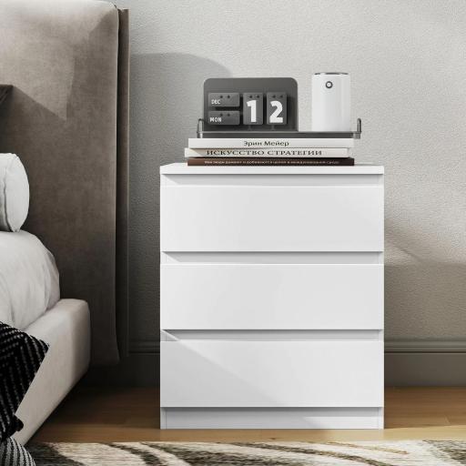 Cómoda 3 Cajones con Cierre Suave Cajonera para Salón Oficina Estilo Moderno 45x40x52,8 cm Blanco [4]