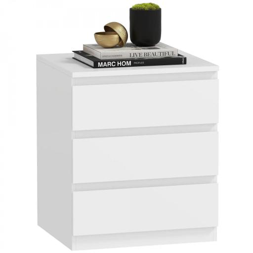 Cómoda 3 Cajones con Cierre Suave Cajonera para Salón Oficina Estilo Moderno 45x40x52,8 cm Blanco [10]