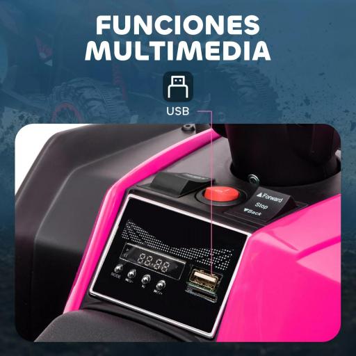 Quad Eléctrico para Niños de 3-5 Años Vehículo Eléctrico a Batería 12V con 2 Motores 83x53x55,5 cm Rosa [4]