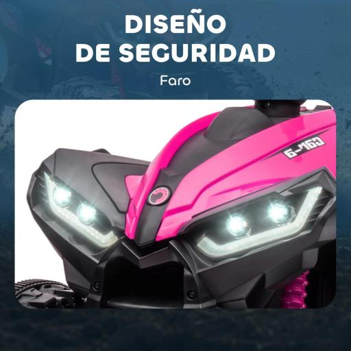 Quad Eléctrico para Niños de 3-5 Años Vehículo Eléctrico a Batería 12V con 2 Motores 83x53x55,5 cm Rosa [8]