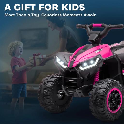 Quad Eléctrico para Niños de 3-5 Años Vehículo Eléctrico a Batería 12V con 2 Motores 83x53x55,5 cm Rosa [9]