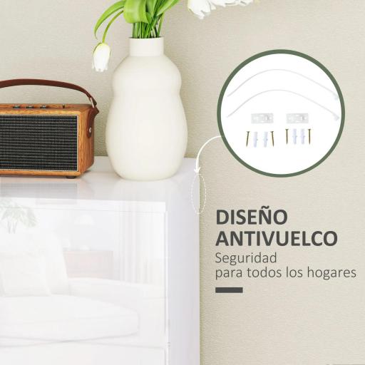 Cómoda con 4 Cajones Diseño Anti-vuelco Cajonera para Salón Pasillo 55x33x80 cm Blanco Brillante [2]