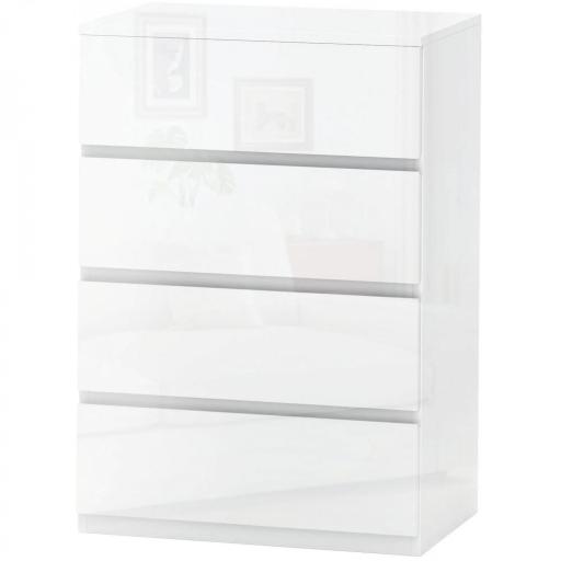 Cómoda con 4 Cajones Diseño Anti-vuelco Cajonera para Salón Pasillo 55x33x80 cm Blanco Brillante [9]