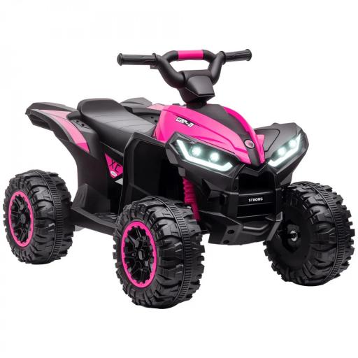 Quad Eléctrico para Niños de 3-5 Años Vehículo Eléctrico a Batería 12V con 2 Motores 83x53x55,5 cm Rosa [10]