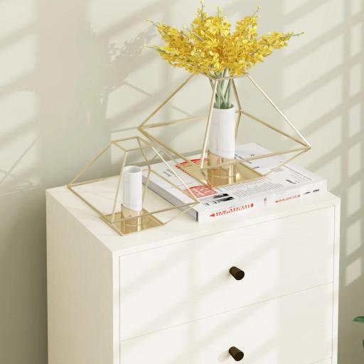 Cómoda de 5 Cajones Estrecha y Alta Mueble Auxiliar para Dormitorio o Pasillo con Tiradores Redondos 47x29x95 cm Beige [4]