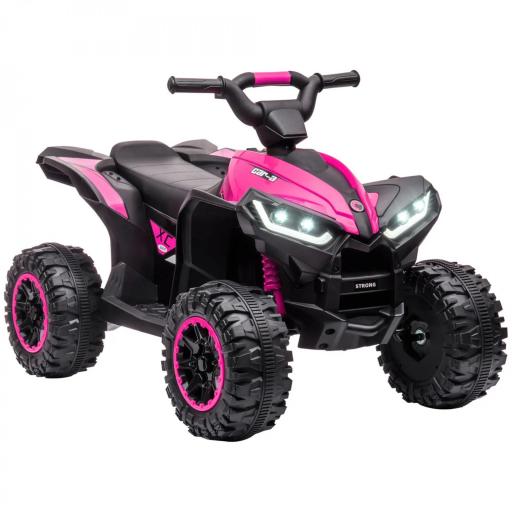 Quad Eléctrico para Niños de 3-5 Años Vehículo Eléctrico a Batería 12V con 2 Motores 83x53x55,5 cm Rosa [6]