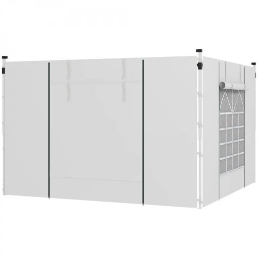  2 Paredes Laterales para Carpa 295x195 cm con Ventana Enrollable y Puerta con Cremallera para Carpa 3x3 m o 3x6 m Blanco [5]