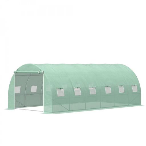 Invernadero de Túnel con 12 Ventanas Puerta Invernadero de Huerto para Cultivos Plantas Verduras Flores Verde [8]