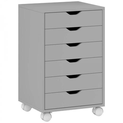 Cajonera Escritorio Archivador Móvil con 6 Cajones Ruedas Guías Deslizantes Silenciosas para Oficina Casa Gris [9]