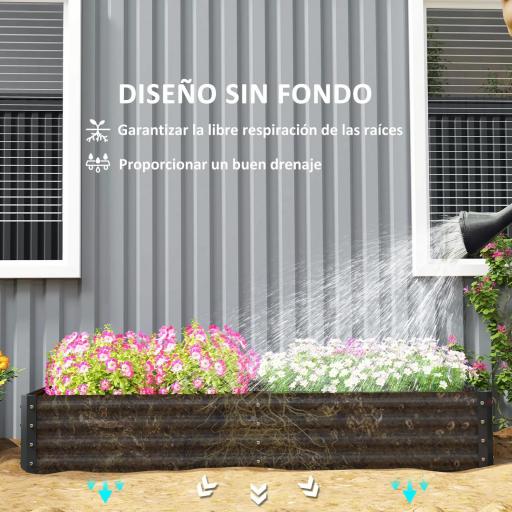 Jardinera Elevada Rectangular de Acero Galvanizado para Cultivar Plantas Flores Hierba 180x90x30 cm Gris Oscuro [6]