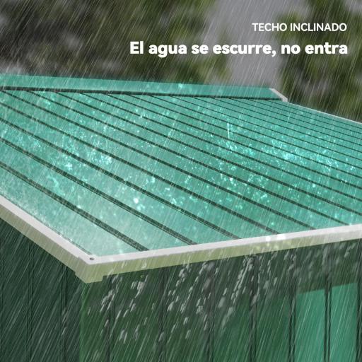 Cobertizo de Jardín 4,9 m² 277x195x192 cm con 2 Puertas Corredizas Base Refuerzo (Suelo NO Incluido) Verde Oscuro [2]