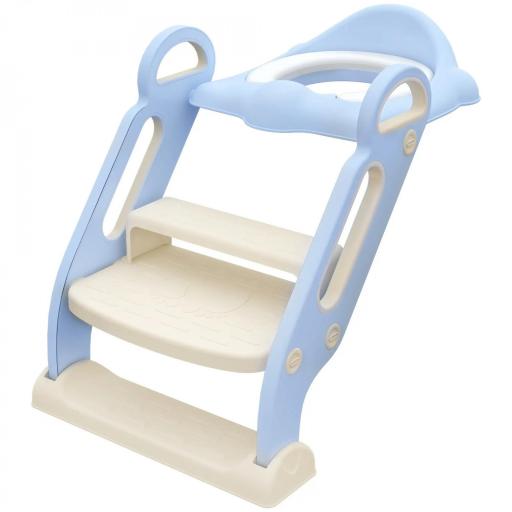 Adaptator WC para Niños con Escalera Plegable Reductor de Aprendizaje para Baño Portátil 67,9x42,8x51,5 cm Azul [9]