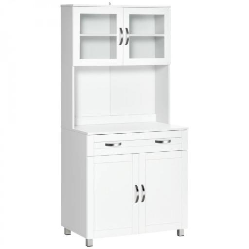 Mueble Aparador auxiliar de Cocina Alacena Armario de Comedor con Estantes Interiores Ajustables y Cajón 80x48x170 cm Blanco [7]