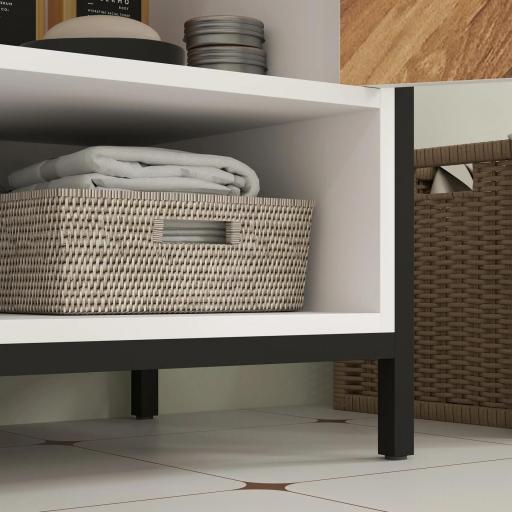 Mueble bajo Lavabo con 2 Puertas y Compartimento Abierto para Lavabo con o sin Pedestal 80x40x60 cm Crema y Nogal [7]