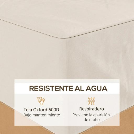 Funda Protectora para Muebles de Jardín 275x208x78 Tela Oxford 600D Impermeable Cubierta para Sofás Mesas Exterior con 4 Ventilaciones 5 Asas y Cordón de Tracción Beige [4]