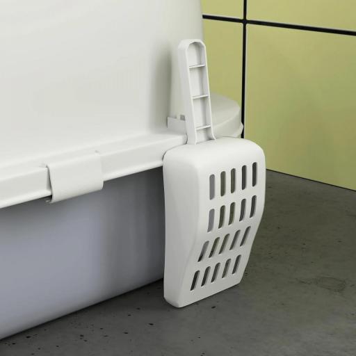 Arenero Cerrado para Gatos con Bandeja Extraíble Filtro de Carbono Pala y Asa Superior 40,5x52x39 cm Blanco y Gris [6]