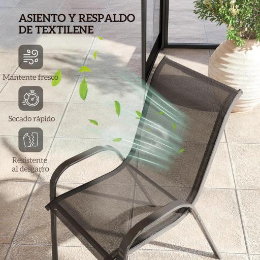 Set de 4 Sillas de Exterior Apilables con Asiento de Malla Respaldo Alto y Marco de Acero para Jardín o Terraza [7]