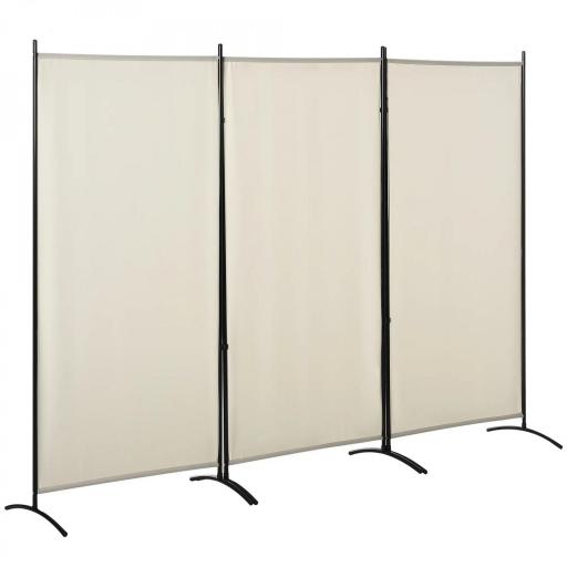 Biombo Separador de Ambientes de 3 Paneles 253x50x182 cm Divisor de Habitación Plegable con 6 Pies de Metal Beige [7]