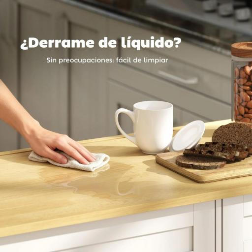 Isla de Cocina con Ruedas Encimera Plegable 2 Puertas con Cierre Suave 2 Cajones 6 Estantes Abiertos Blanco [3]